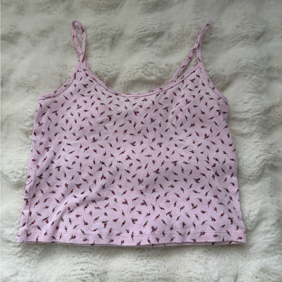 PINK Victoria's Secret Light Pink Floral Cotton Camisole/ Top- M - Picture 3 of 7